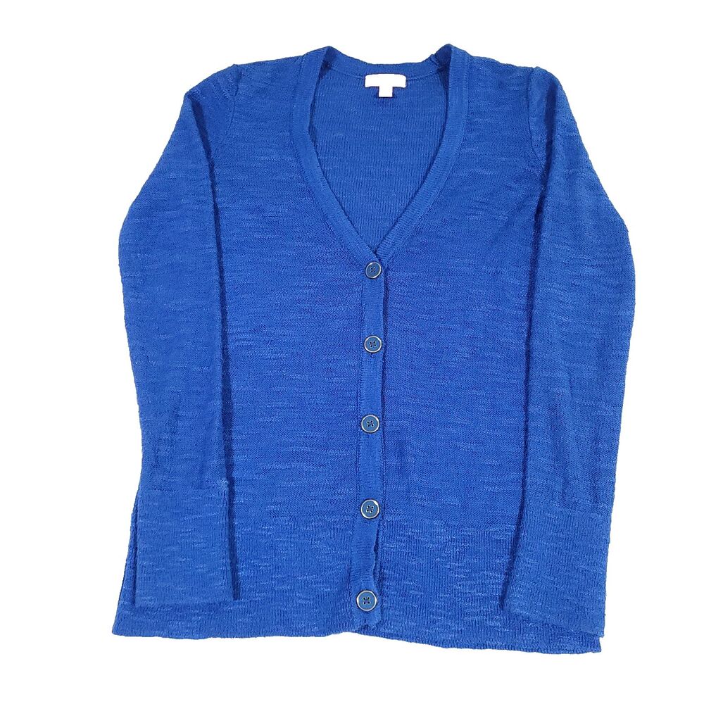 Lilly Pulitzer Knit Cardigan Electric Blue S sweater Ramie enamel buttons preppy
